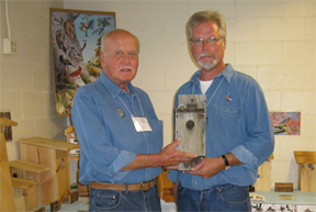 Steve and his father David with bluebird box made in 1977.